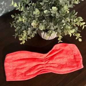 VS Pink Lace Bandeau Bra 3/$20- Bright Coral